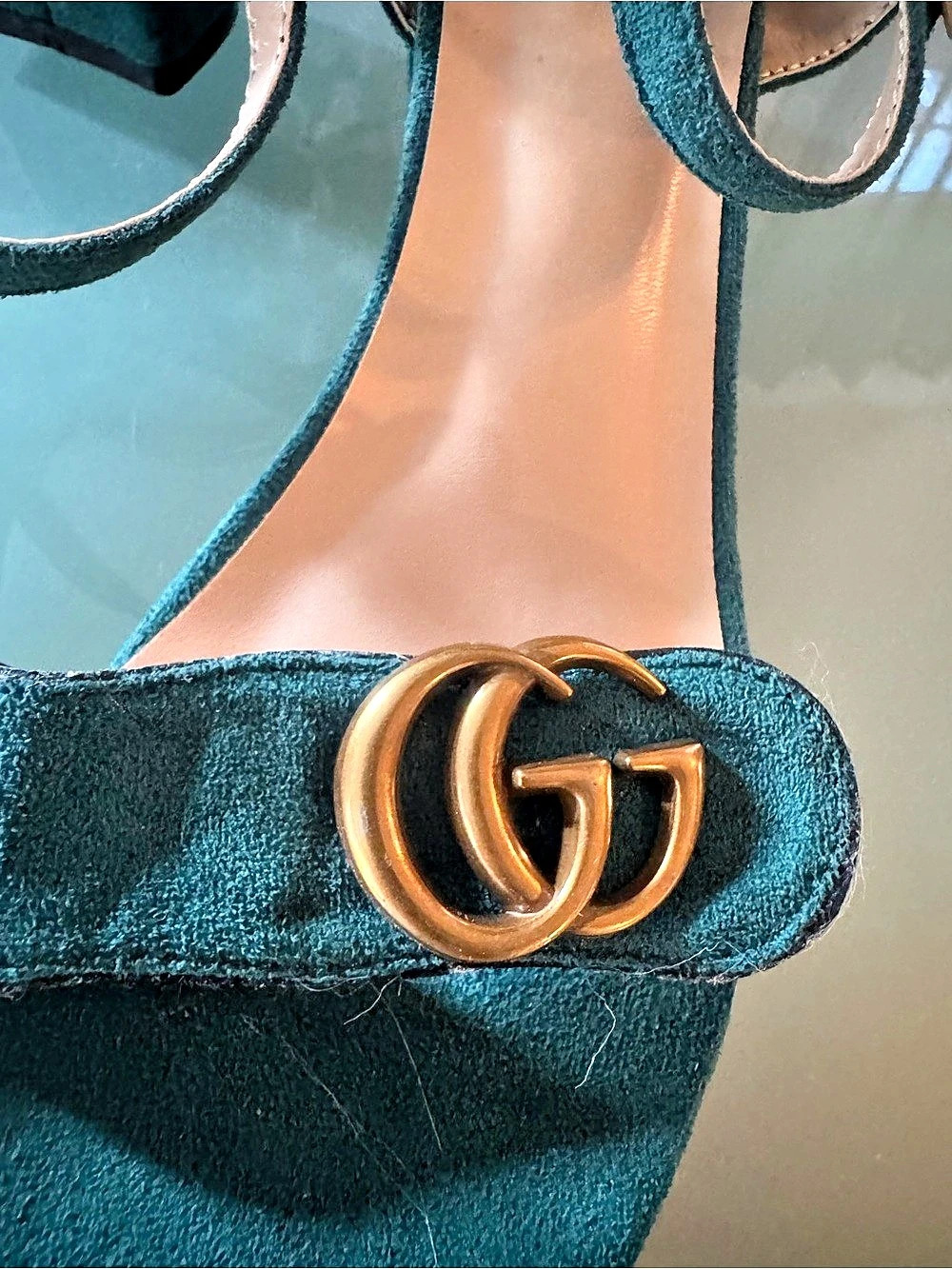 Gucci Women's Green Suede Logo Heels US 8.5 - Picture 4 of 8